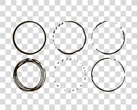 Hand drawn elements for logotype with circles, isolated on background and easy to use. Vector illustration. Round logo.のイラスト素材