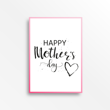 Happy Mother's Day - hand drawn calligraphy phrases. Holiday lettering for card, poster, banner, scrapbook, home decor, print textile. Vector ink illustration.のイラスト素材