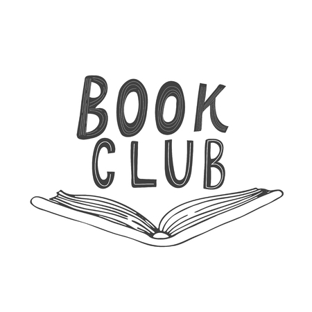 Hand drawn lettering Book club inscription for invitation and greeting card, promo , prints, flyer, cover, and posters. Vector vintage illustration with chalk background. のイラスト素材