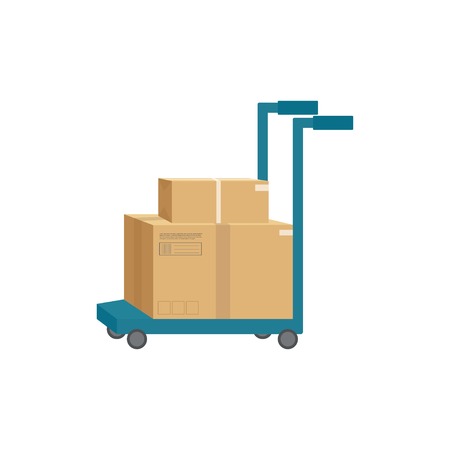 Logistics and delivery icon service isolated on white background:  packages, box, parcel.  Postal service creative design. Vector flat illustration.のイラスト素材