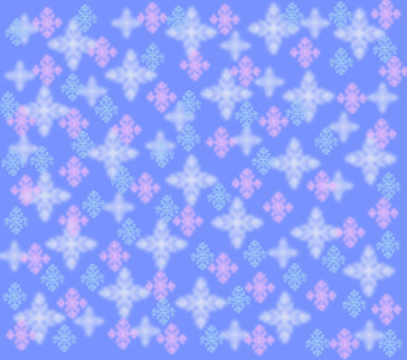 Lovely snowflakes are white, pink and blue.Snowflakes are on a blue background. Snowflakes have effect bokeh.の写真素材