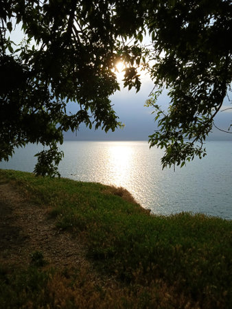 Sunset over the Lake Balaton, Hungary, Europe. Beautiful summer landscape.の写真素材