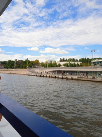 View of the embankment of the river Elbe in Berlinの写真素材