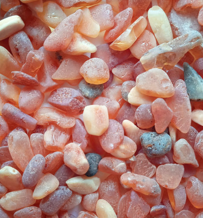 Colorful crystals of sea salt as background, top view, macroの写真素材