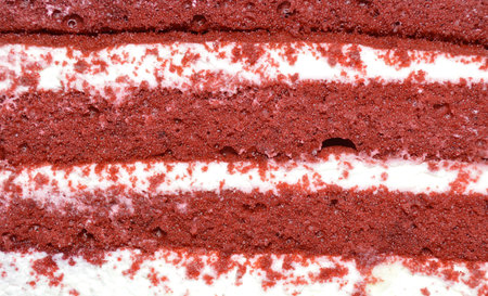 View of cut piece of cake Red velvet