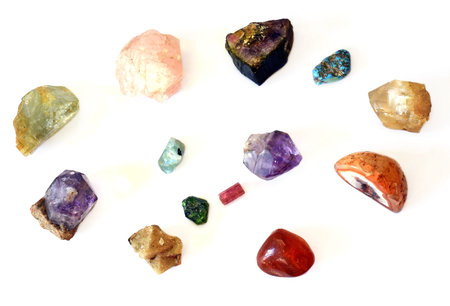 Collection of different colorful minerals found in Russia.