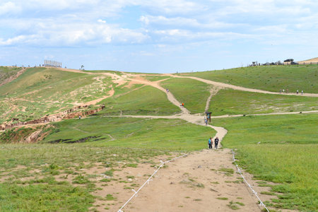 Olkhon, Irkutsk oblast, Russia - 23 July 2021: Territory of the Cape Shamanka in Khuzhir, island Olkhon.のeditorial素材