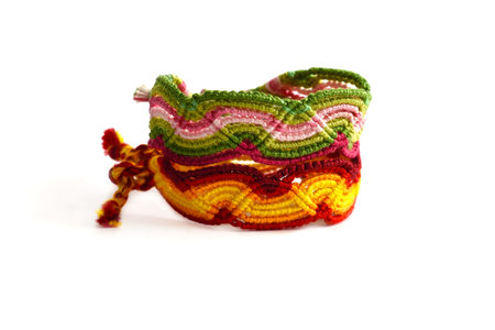 DIY woven friendship bracelets with different braiding. Summer accessory