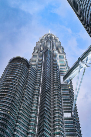 Kuala Lumpur, Malaysia - 26 August 2023: Petronas twins tower from close up point of viewのeditorial素材