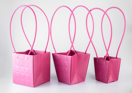 Plym package bags for flowers made of corrugated cardboard on white backgroundの写真素材