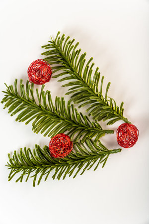 Fake fir tree branch for decorating of bouquets and home