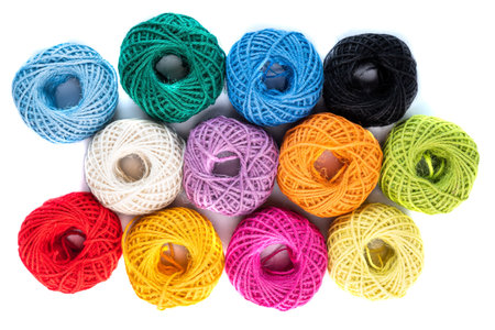 Set of multi-colored jute ribbon for gift wrapping, hobbies and handicrafts
