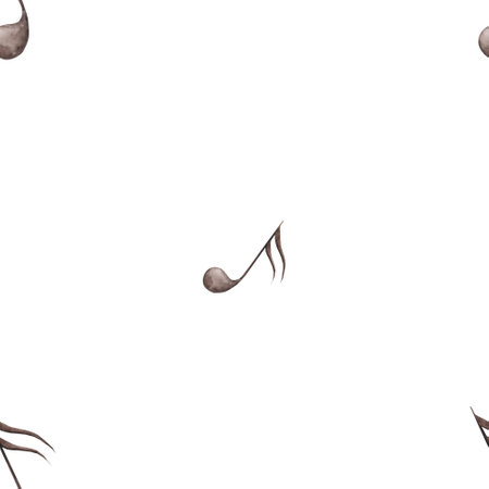 watercolor seamless pattern musical notes. drawn by hand. minimalistic seamless pattern on white backgroundの写真素材