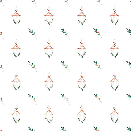 seamless watercolor pattern boho style. cartoon dream catcher for kids. for printing on textiles, wrapping paper, scrapbooking.の写真素材