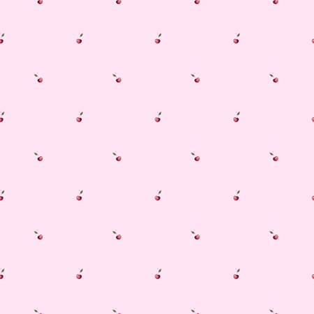 Seamless pattern of hand-drawn cherries on a pink background. cute pattern for printing on scrapbook...