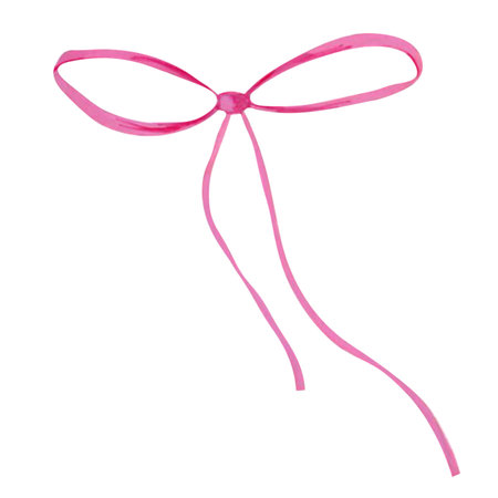 Pink watercolor elegant bow. Knotted thin ribbon in vintage style. For designing cards and invitations for weddings and Valentines Dayの写真素材