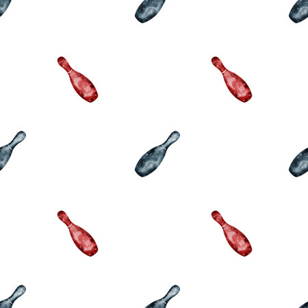 Gymnastic mace pattern. Watercolor drawing of sports equipment. Circus apparatus. Clip art isolated on white background gymnastic element. For printing on textiles and other items. High qualityの写真素材