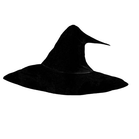 Witch hat watercolor. Hand drawn black wizard cap. Clip art isolated on white background of...