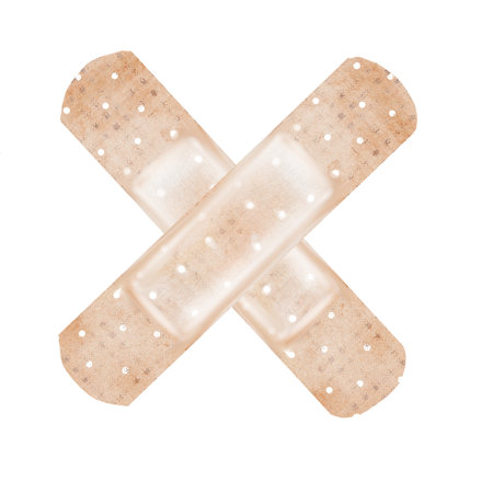 Adhesive plaster watercolor. Hand drawn protective patch. Medical bandage beige. Clip art first aid...