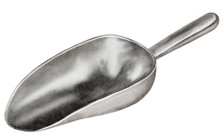 Watercolor culinary scoop. Clip art of a kitchen measuring spoon on a white background. Perfect for recipe books.の写真素材