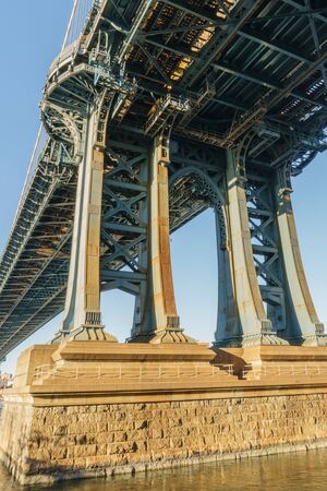 Manhattan bridge bearing steel constructionの写真素材