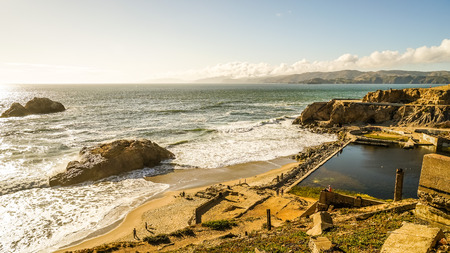 North Pacific Ocean Sutro baths Seal Rocksの写真素材
