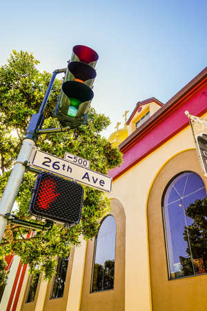Street San Francisco traffic light day blue skyの写真素材