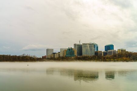 Rosslyn, Arlington, Virginia, USA city skyline on the Potomac River USAのeditorial素材