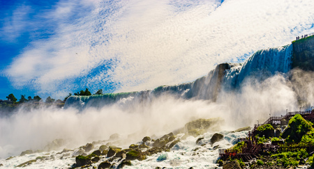Water rushing over Niagara Falls, New York USAの写真素材