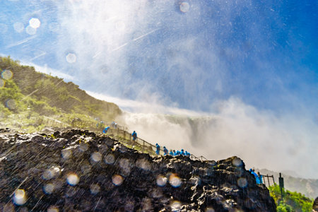 Water rushing over Niagara Falls, New York USAの写真素材