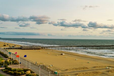 Virginia Beach Fishing Pier and Boardwalk, Virginia Beach, Virginiaの写真素材