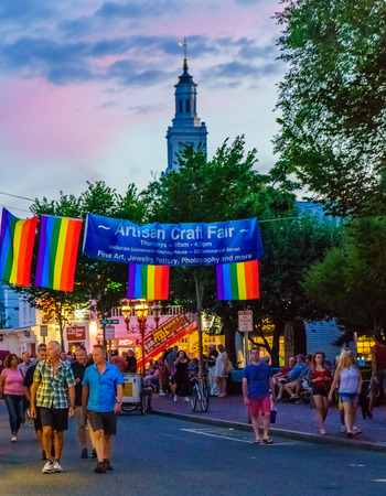 Provincetown Massachusetts August 2017 at the end of Cape Cod Provincetown has a large gay population of residents and tourists.のeditorial素材