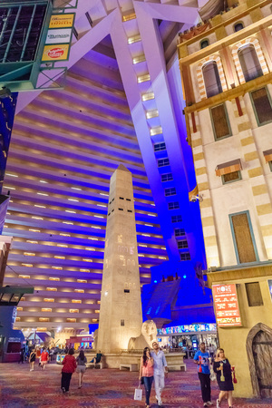 Las Vegas, NV, USA- July 30 2016 Luxor Hotel Casino Las Vegas Strip at night in Nevadaのeditorial素材