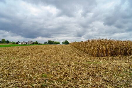 Amish country farm barn field agriculture in Lancaster, PAの写真素材