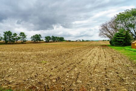 Amish country farm barn field agriculture in Lancaster, PAの写真素材