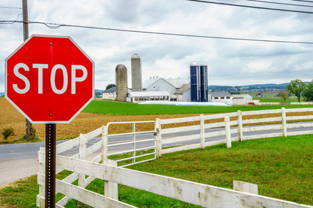 Amish country farm barn field agriculture in Lancaster, PA
