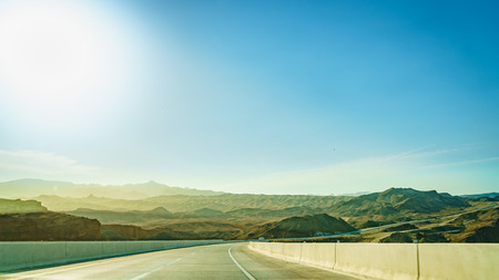 Highway near Las Vegas, baking sun South western neighborhood, Nevada USAの写真素材
