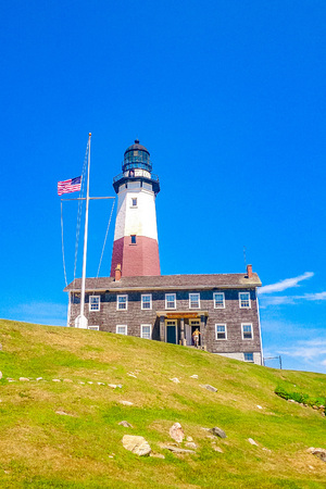 Montauk Point Lighthouse Long Island New York USの写真素材