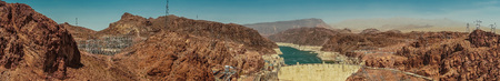 Panorama of Hoover Dam Hydroelectric power station Arizona Nevada USAの写真素材