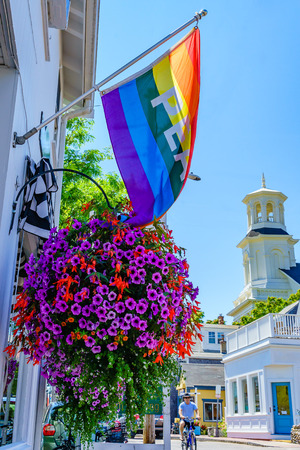 Provincetown Massachusetts August 2017 at the end of Cape Cod Provincetown has a large gay population of residents and tourists.の写真素材