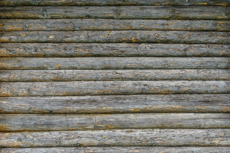 Horizontal old wood background from planed logs.の写真素材