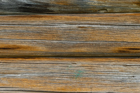 Horizontal old wood background from planed logs.の写真素材