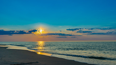 Sunset on the beach on north side of the Provincelands Cape Cod, Atlantic ocean view MA USの写真素材