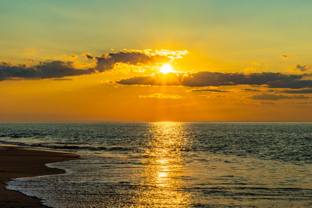 Sunset on the beach on north side of the Provincelands Cape Cod, Atlantic ocean view MA USの写真素材