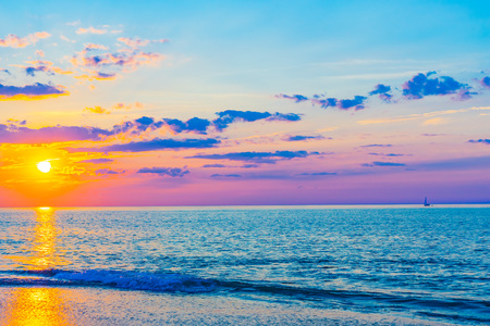 Sunset on the beach on north side of the Provincelands Cape Cod, Atlantic ocean view MA USの写真素材