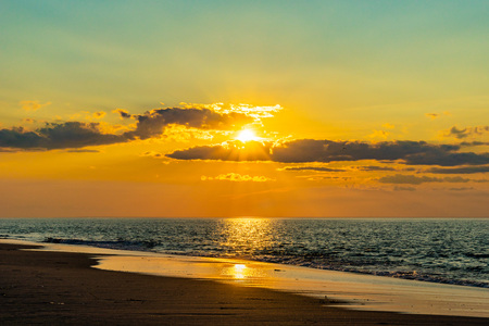 Sunset on the beach on north side of the Provincelands Cape Cod, Atlantic ocean view MA USの写真素材