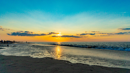 Sunset on the beach on north side of the Provincelands Cape Cod, Atlantic ocean view MA USの写真素材