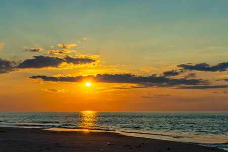 Sunset on the beach on north side of the Provincelands Cape Cod, Atlantic ocean view MA USの写真素材