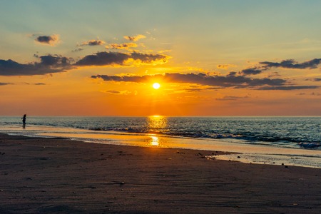 Sunset on the beach on north side of the Provincelands Cape Cod, Atlantic ocean view MA USの写真素材