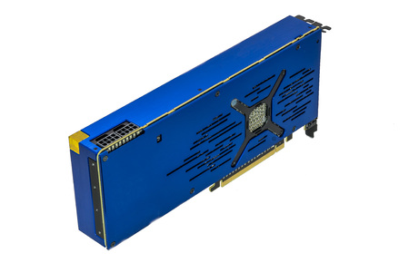 Graphics card for mining cryptocurrency on insulated white background.の写真素材